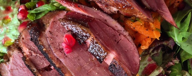 Warm Smoked Duck, Pomegranate and Carrot Salad