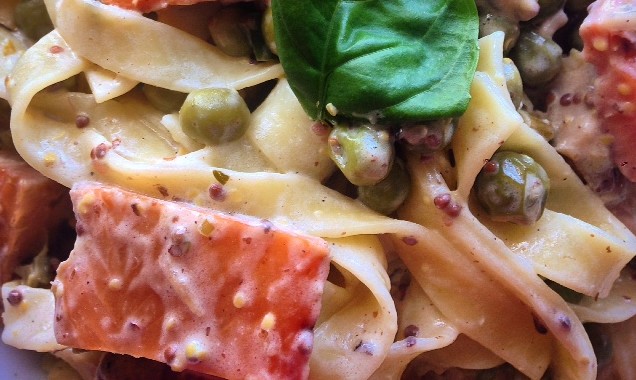 Smoked Trout Tagliatelli with Creamy Mustard Sauce