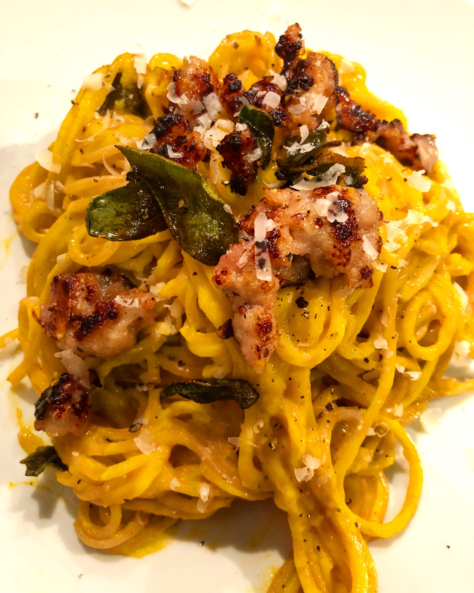 Squash, Sage & Pork Carbonara